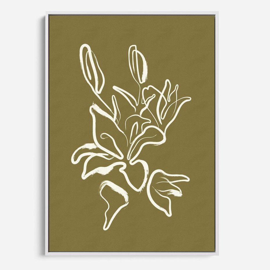 Obraz w ramie 80x120 - Przenikające Barwy - abstrakcyjna roślina, kwiaty - rama biała