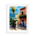 Plakat w ramie 50x70 - Spokój Miasta nad Morzem - akwarela, sródziemnomorski klimat - rama biała