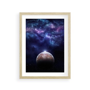 Plakat w ramie 40x50 - Kosmos - Ziemia i Księżyc - kosmos, ziemia - rama drewno