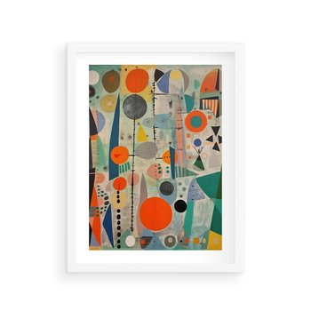 Plakat w ramie 50x70 - Wewnętrzne Zagadki Kształtów - abstrakcyjny obraz, sztuka abstrakcji - rama biała