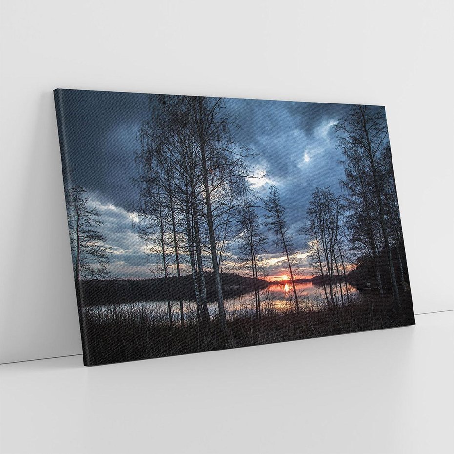 Obraz na płótnie 70x50 - Zachód słońca nad jeziorem - zachód, słońca