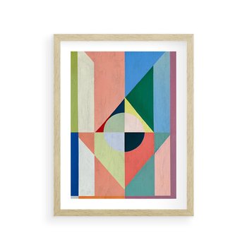 Plakat w ramie 30x40 - Księga Kolorowych Wizji - różne geometryczne formy, koła - rama drewno