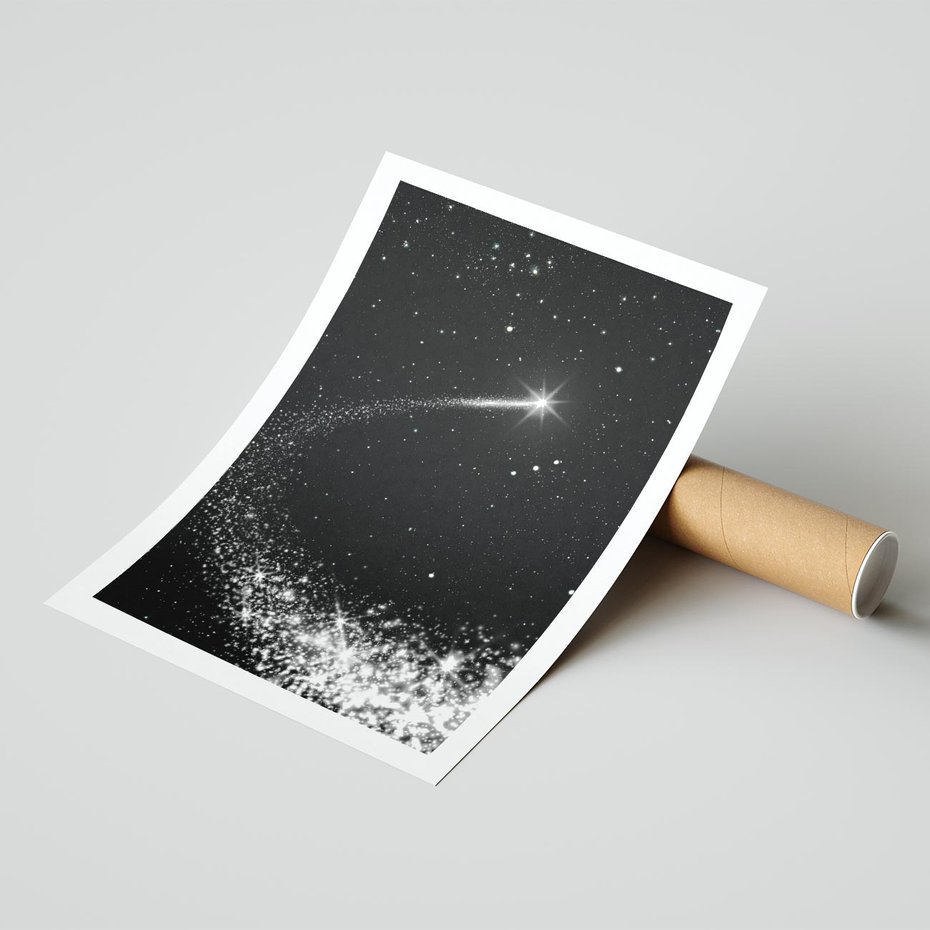 Plakat bez ramy 40x50 - Kometa wśród gwiazd - kometa, gwiazdy