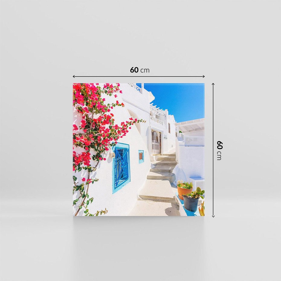 Obraz na płótnie 60x60 - Piękno miasta nad morzem - Grecja, uliczka