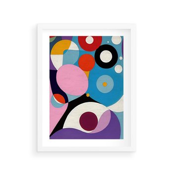 Plakat w ramie 50x70 - Kolorowe Ulotności - abstrakcyjny obraz olejny, żywe kolory - rama biała