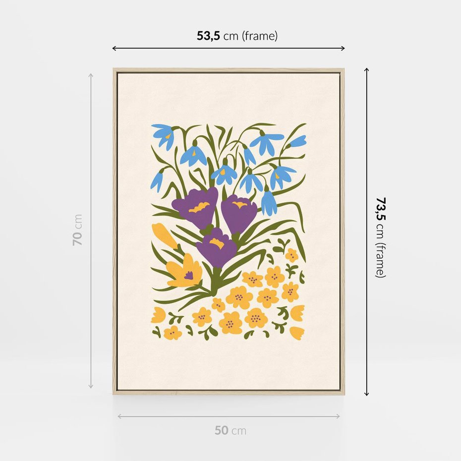 Obraz w ramie 50x70 - Kwiatowe Przenikanie - kwiaty, sztuka nowoczesna - rama drewno