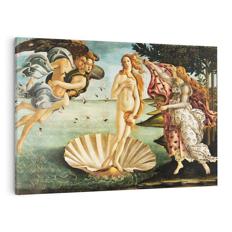 Obraz na płótnie 120x80 - "Narodziny Wenus" (1485), Sandro Botticelli - Reprodukcja - reprodukcja, obraz na płótnie