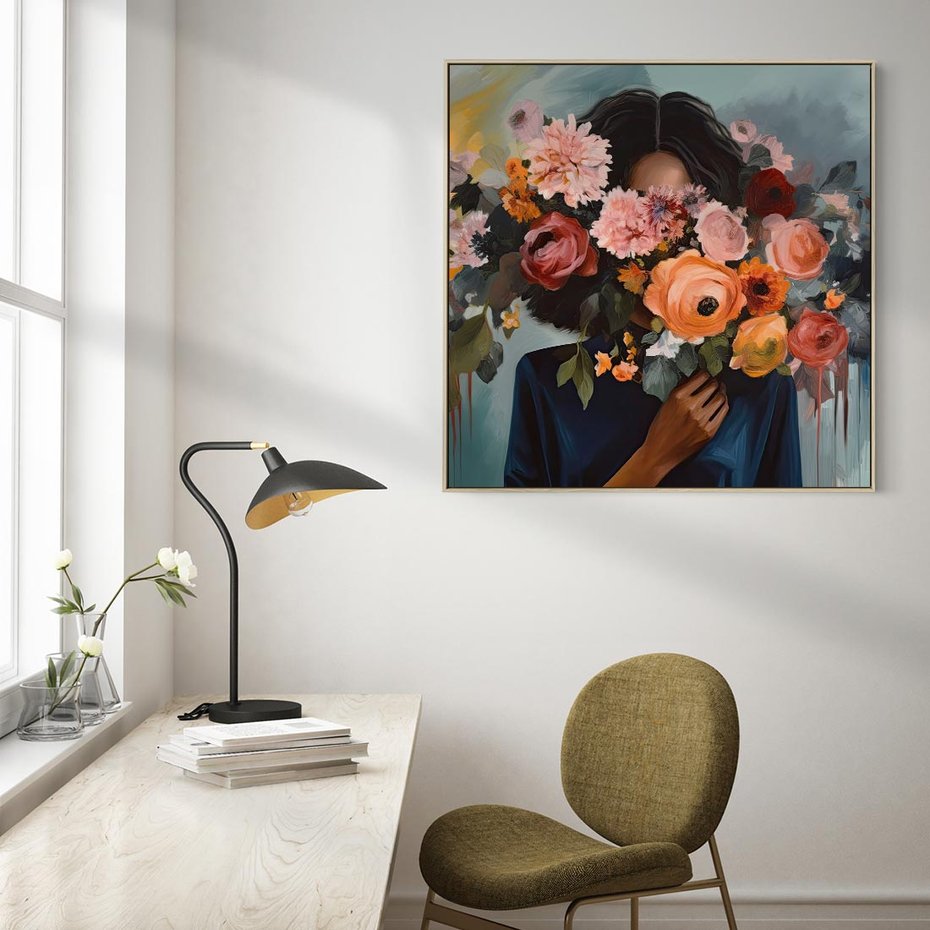 Obraz w ramie 50x50 - Ukryte Emocje - obraz, akwarela - rama drewno