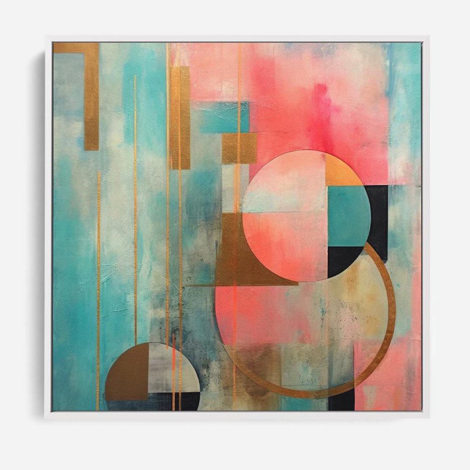 Obraz w ramie 80x80 - Abstrakcyjny Bałagan - abstrakcja, obraz olejny - rama biała