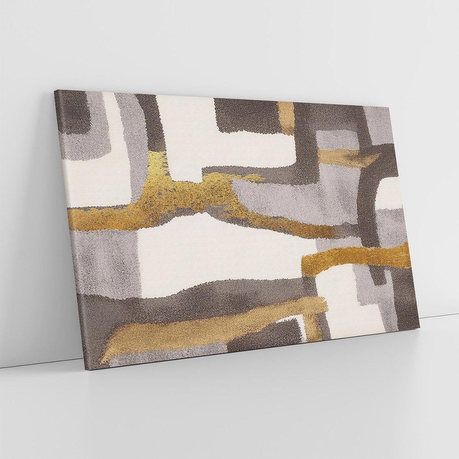 Obraz na płótnie 120x80 - Szaro-złote Wibracje - abstrakcyjne kształty, szerokie linie