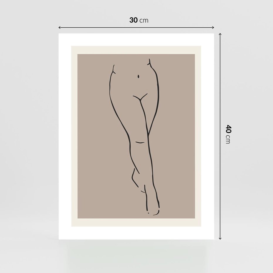 Plakat bez ramy 30x40 - Intrygujące Szkice - mnimalistyczny akt kobiecy, beżowa tonacja