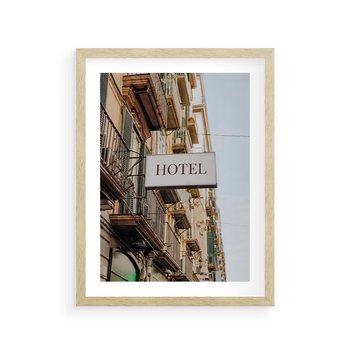 Plakat w ramie 40x50 - Magiczne Spacery - hotel, uliczka - rama drewno