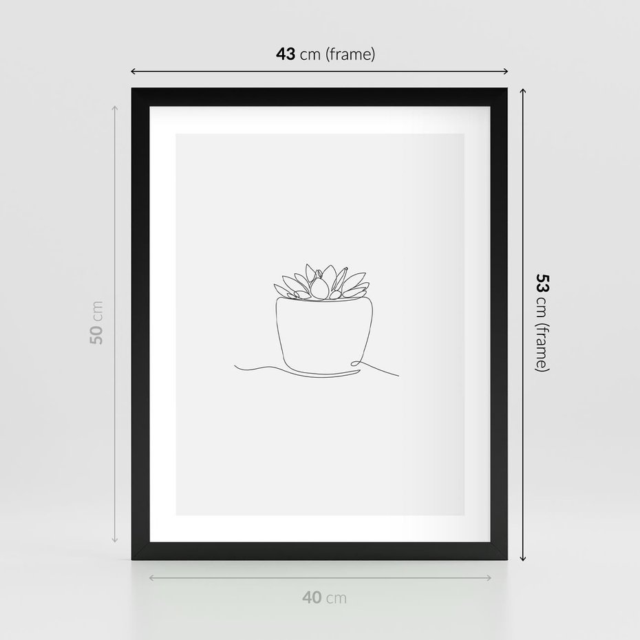 Plakat w ramie 40x50 - Rozkwitające Echa - szkic, minimalizm - rama czarna