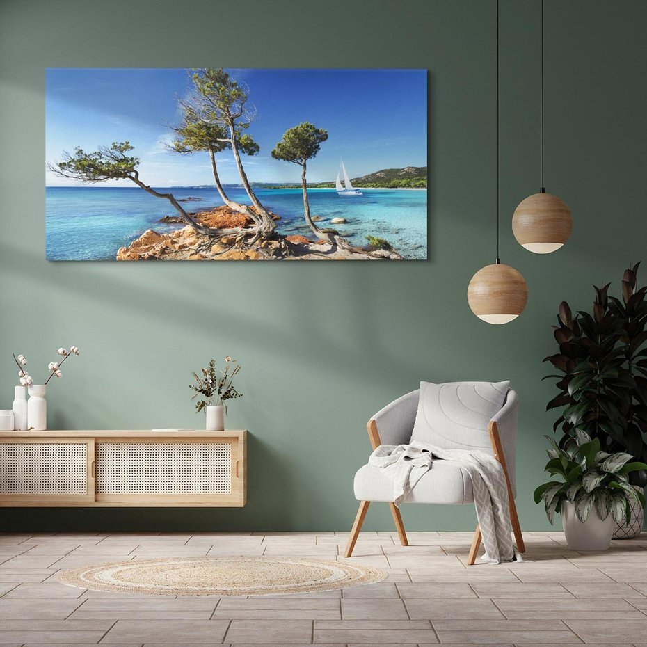 Obraz na płótnie 120x60 - Korsyka - morze i drzewa - Korsyka, morze