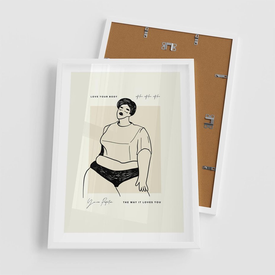 Plakat w ramie 50x70 - Elegancja Kobiecej Formy - nowoczesna sztuka kobieca, plakat - rama biała