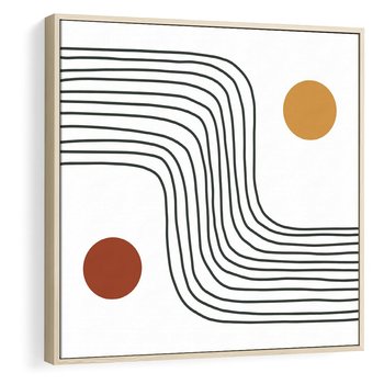 Obraz w ramie 80x80 - Kontury Harmonii - nieregularne linie, koła - rama drewno