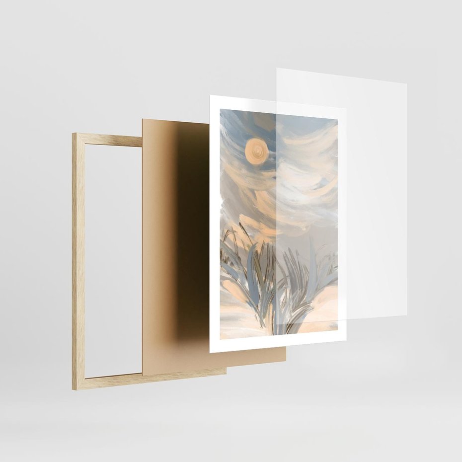 Plakat w ramie 50x70 - Światłości Taniec - akwarela, obraz - rama drewno