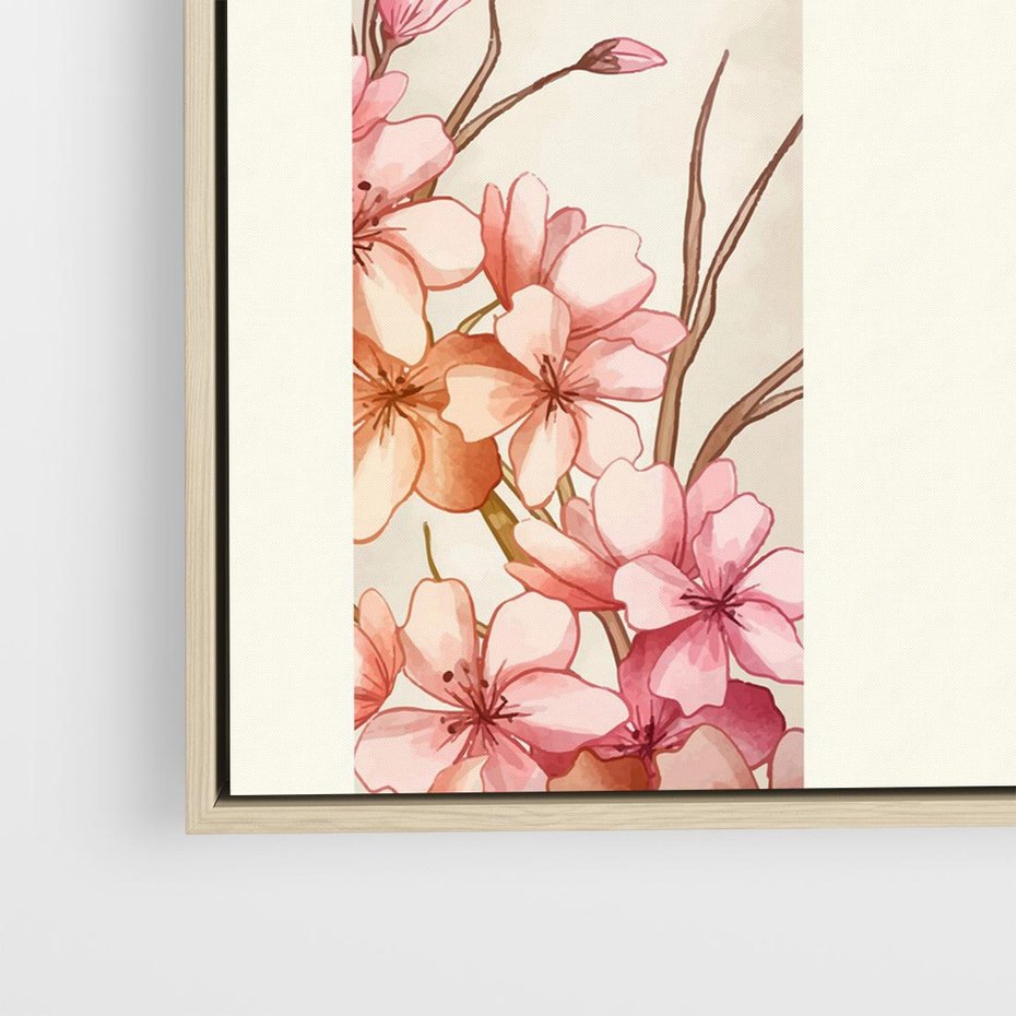 Obraz w ramie 80x80 - Rozkwitające Marzenia - japońska sztuka, ptak - rama drewno