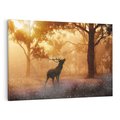 Obraz na płótnie 120x80 - Spotkanie jelena w lesie - jeleń, las