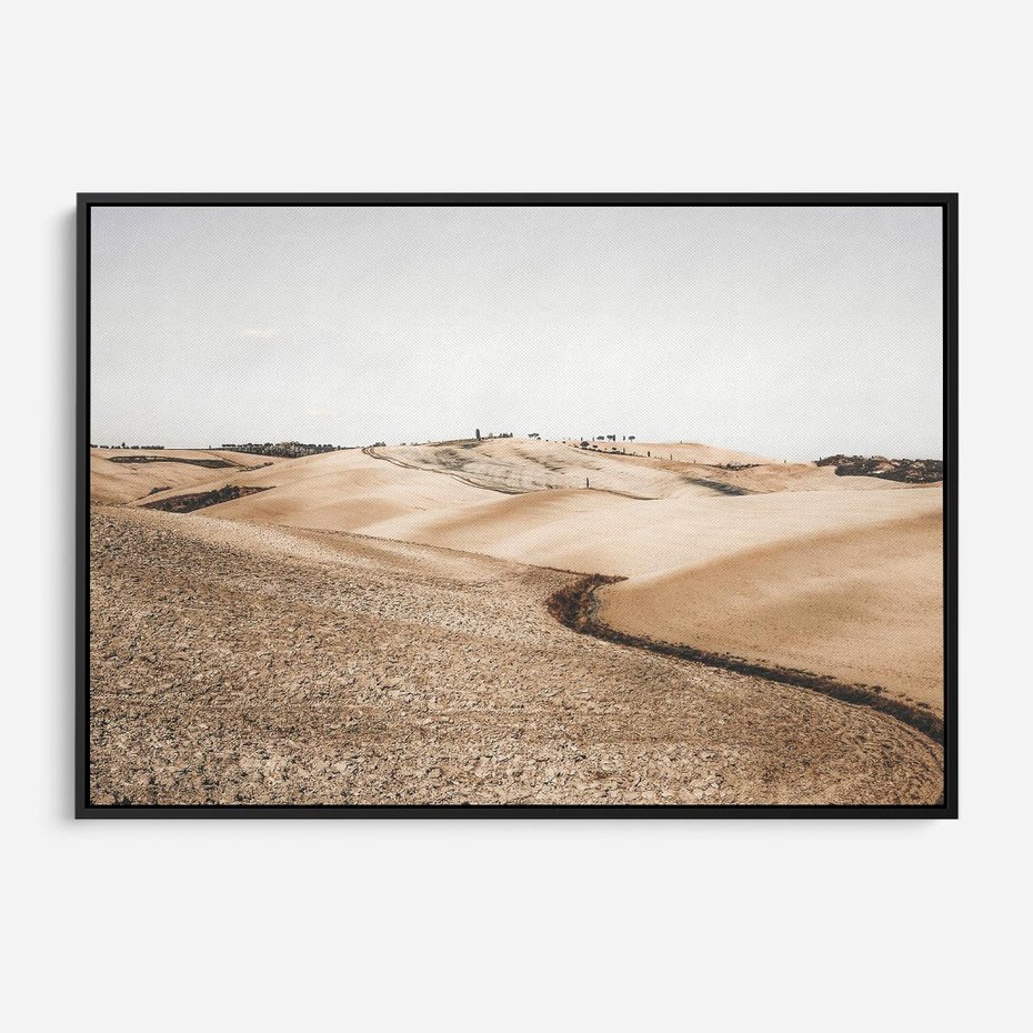 Obraz w ramie 100x70 - Refleksyjny taniec myśli - pustynny krajobraz, odcienie sepii - rama czarna