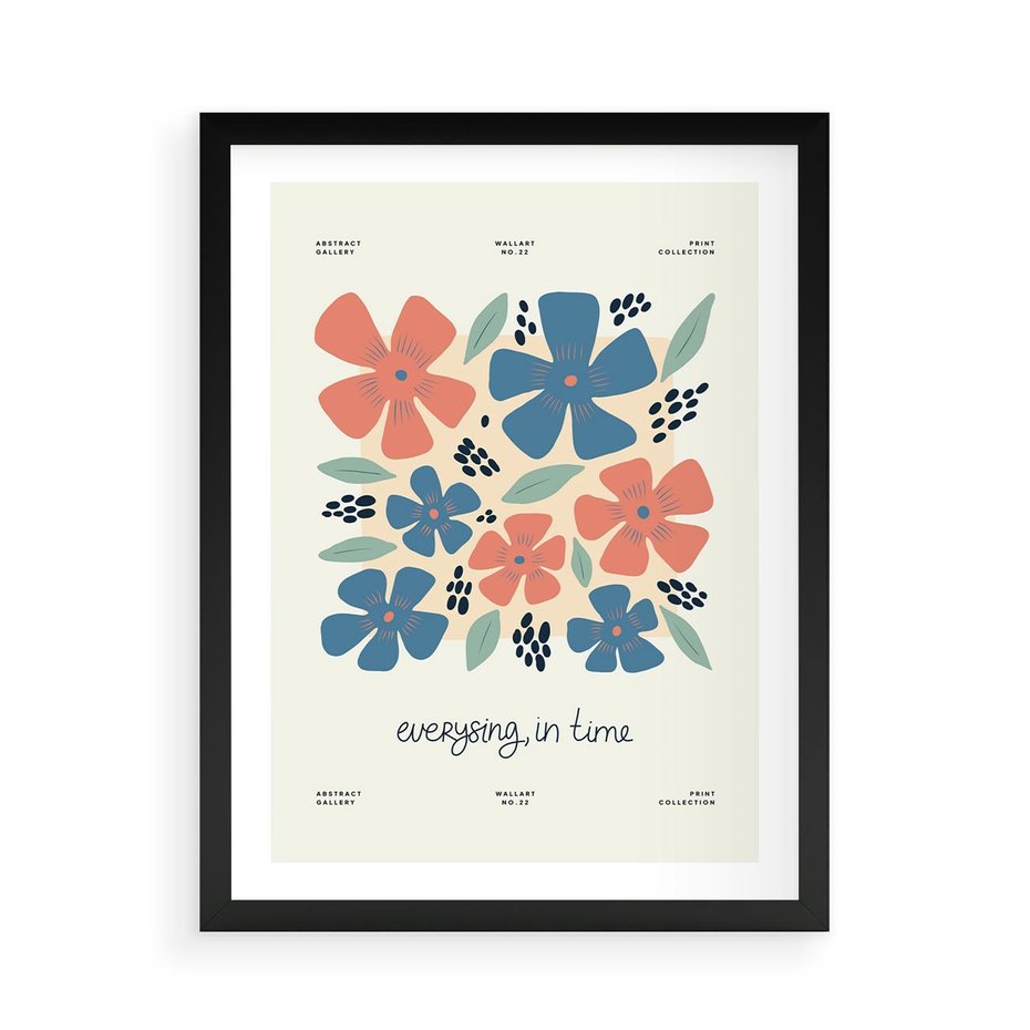 Plakat w ramie 50x70 - Kształtując Marzenia - kwiaty, nowoczesna abstrakcja - rama czarna