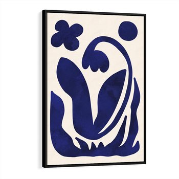 Obraz w ramie 70x100 - Bezgraniczne Echa Serca - abstrakcyjny obraz plakat, dziwne niebieskie kształty przypominają kwiat - rama czarna