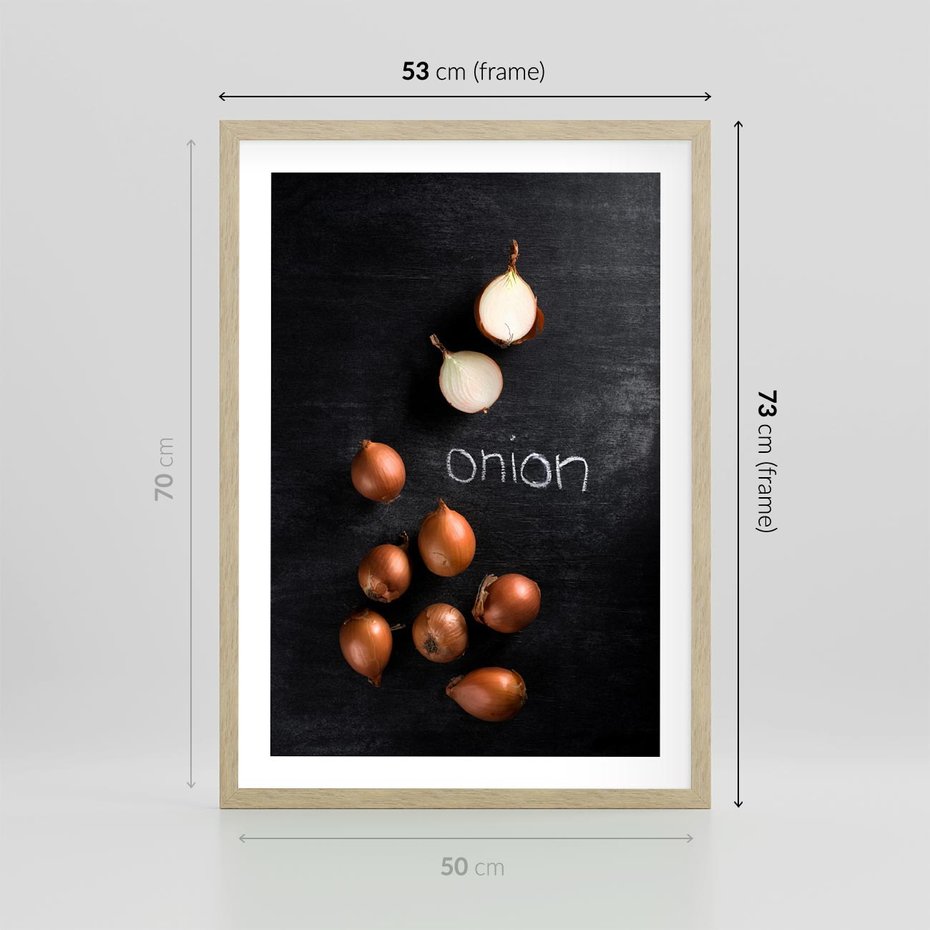 Plakat w ramie 50x70 - Aromatyczne Inspiracje - cebula, kuchnia - rama drewno
