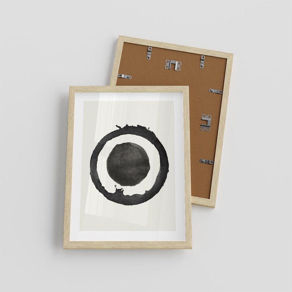 Plakat w ramie 30x40 - Harmonijne Emocje - abstrakcyjne plamy okręgi, akwarelowe - rama drewno