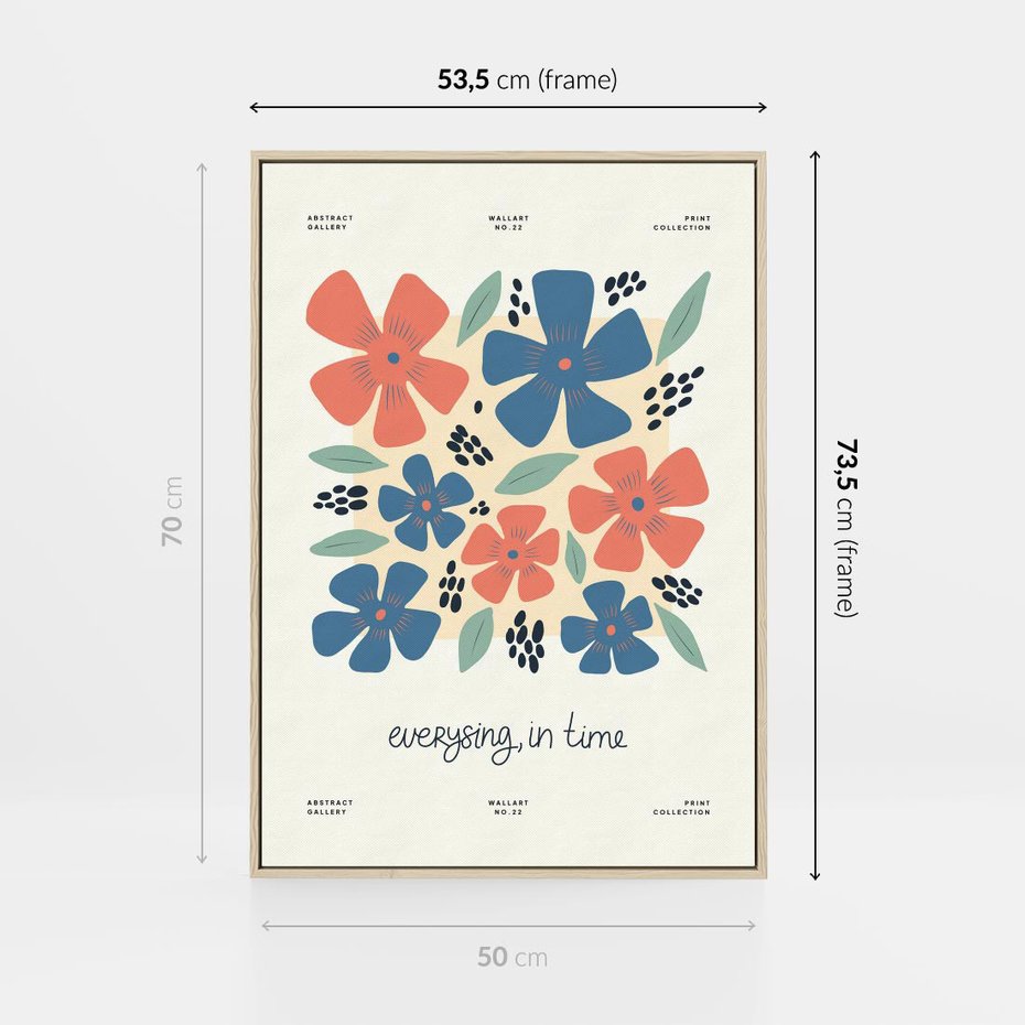 Obraz w ramie 50x70 - Kształtując Marzenia - kwiaty, nowoczesna abstrakcja - rama drewno