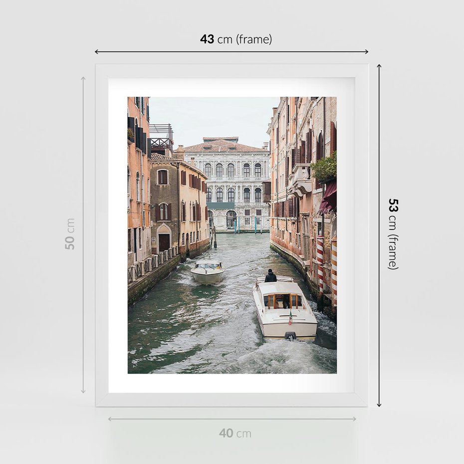 Plakat w ramie 40x50 - Wenecja na Twojej Ścianie - wenecja, kanały - rama biała