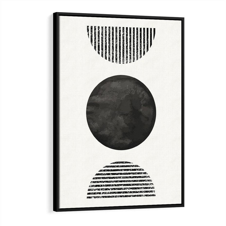 Obraz w ramie 70x100 - Tajemnicza Kompozycja - abstrakcyjne czarno białe formy, minimalizm - rama czarna