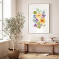 Plakat w ramie 30x40 - Kwiatowe Inspiracje - akwarelowe polne kwiaty, minimalistyczny plakat - rama drewno