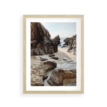 Plakat w ramie 30x40 - Morze i Klify - skalista plaża, krajobraz morski - rama drewno