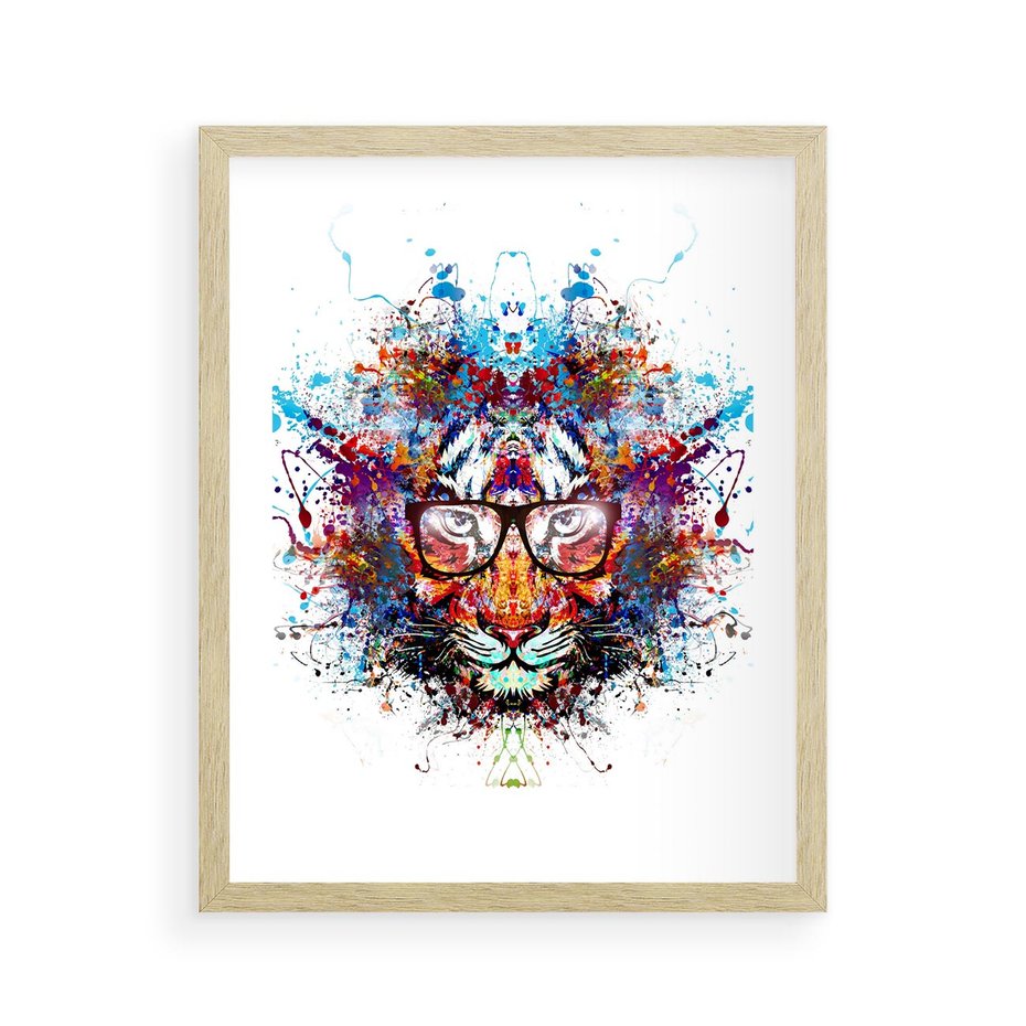 Plakat w ramie 40x50 - Tygrys w graficznej oprawie - tygrys, grafika - rama drewno