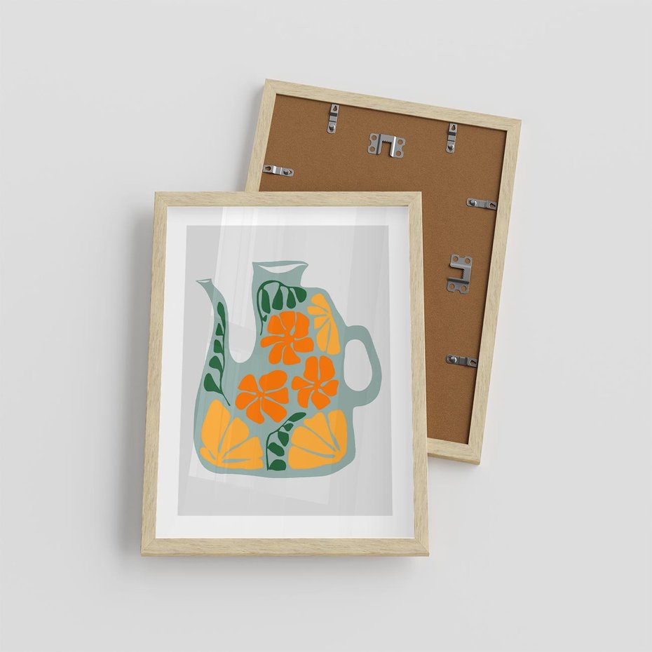 Plakat w ramie 30x40 - Kolorystyczna Ekspresja - czajnik, abstrakcja - rama drewno