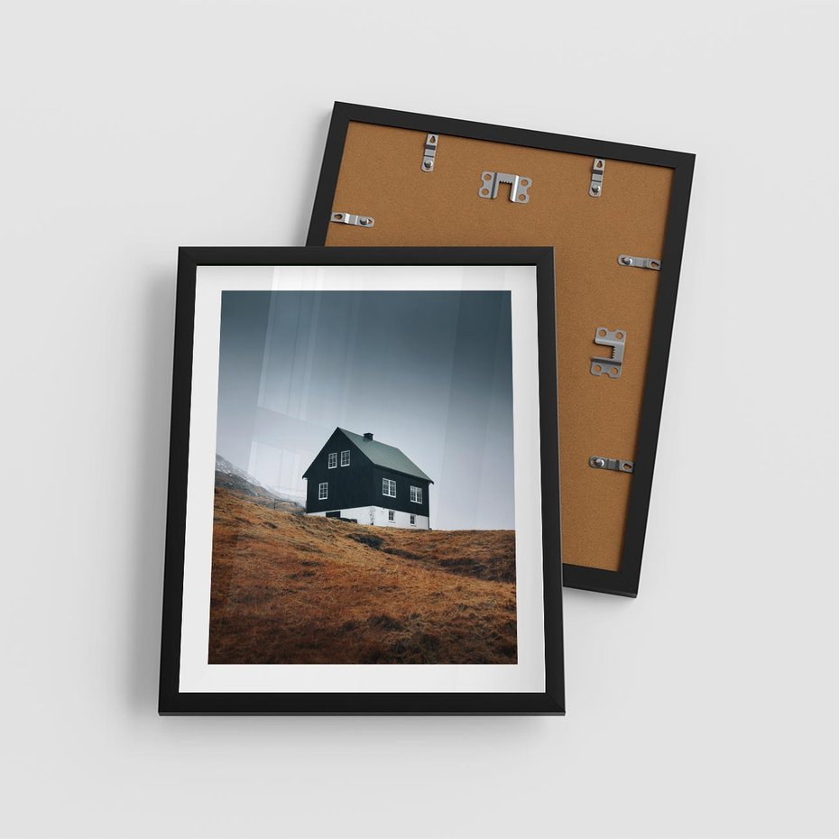 Plakat w ramie 40x50 - Ciepło i Przytulność - skandynawski, domek - rama czarna