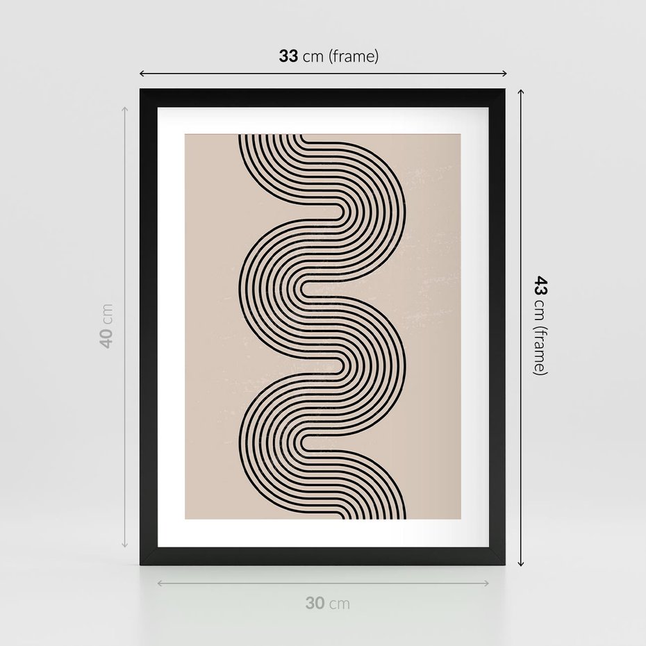 Plakat w ramie 30x40 - Bezgraniczne Odbicia - abstrakcyjne linie, geometria - rama czarna