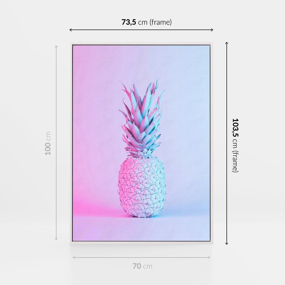 Obraz w ramie 70x100 - Ananas Abstrakcja - ananas, abstrakcja - rama biała