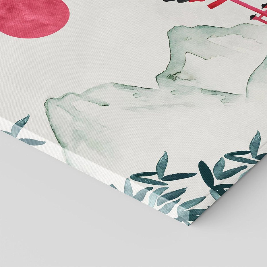 Obraz na płótnie 50x50 - Słońce nad Górami - japoński krajobraz, góry