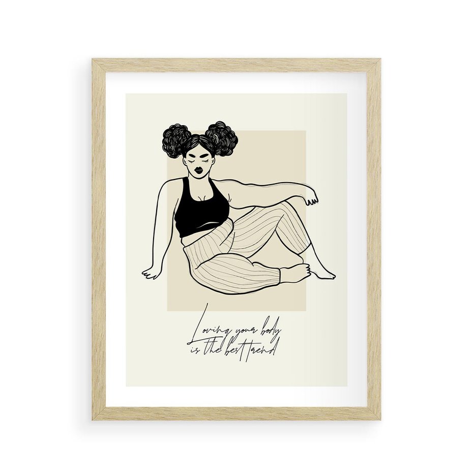 Plakat w ramie 40x50 - Kobieca Moc - nowoczesna sztuka kobieca, plakat - rama drewno