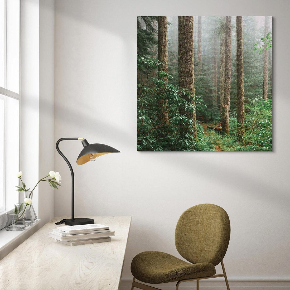 Obraz na płótnie 50x50 - Mgliste Marzenia - artystyczna fotografia, las