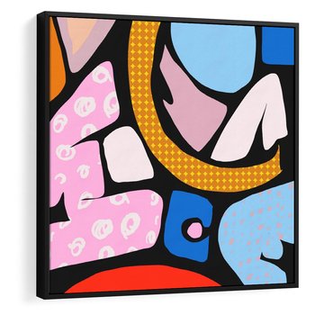 Obraz w ramie 50x50 - Kolory Komiksu - abstrakcyjne formy, komiksowy styl - rama czarna