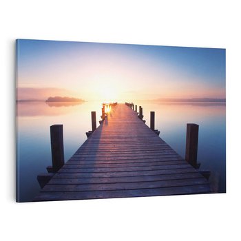 Obraz na płótnie 120x80 - Zachód słońca nad molo: Magia morza - molo, zachód słońca