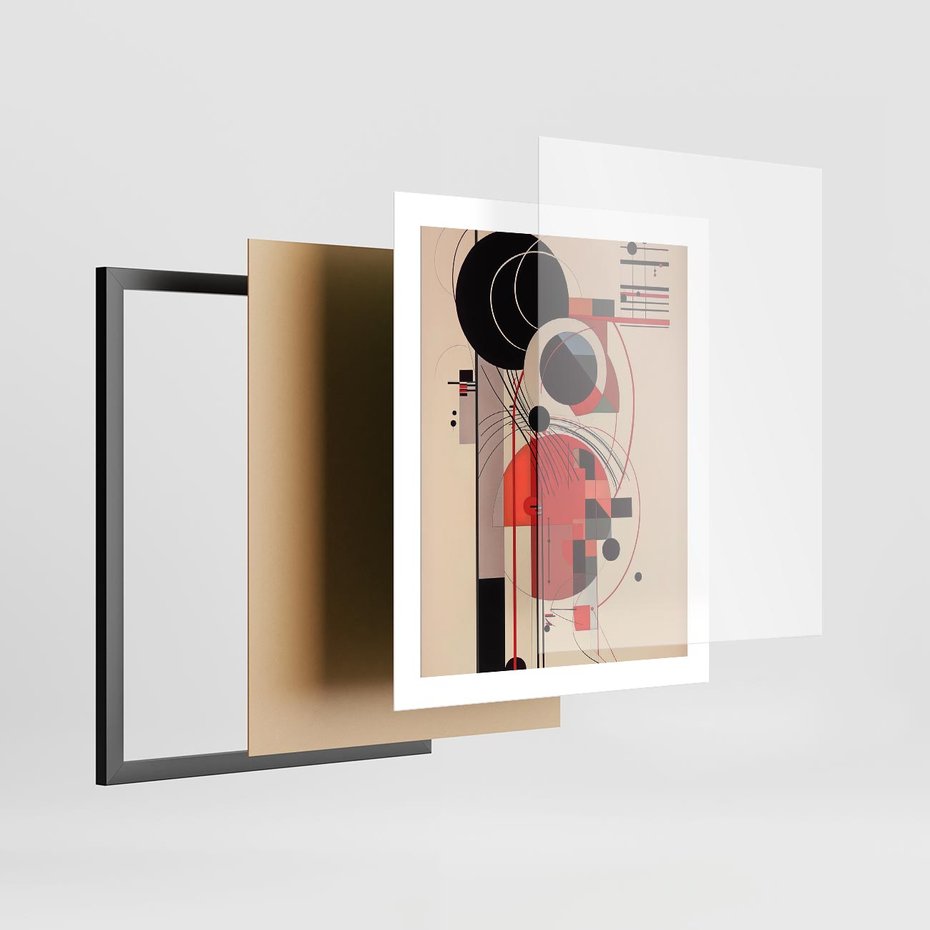 Plakat w ramie 40x50 - Rozbijające Granice Dźwięku - modernistyczny obraz, styl bauhaus - rama czarna