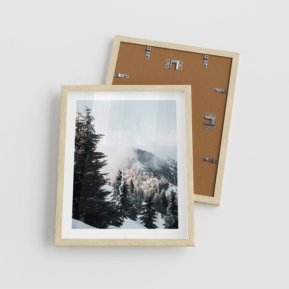 Plakat w ramie 40x50 - Góry, Las i Śnieg na Obrazie - góry, las - rama drewno