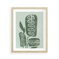 Plakat w ramie 40x50 - Nurtująca Zieleń - abstrakcyjny zielony motyw, skandynawski design - rama drewno