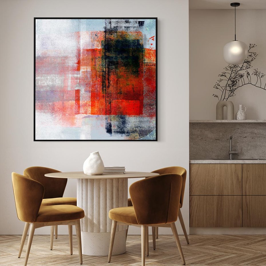 Obraz w ramie 50x50 - Burza Emocji - wyrazista abstrakcyjna sztuka, dramatyzm - rama czarna