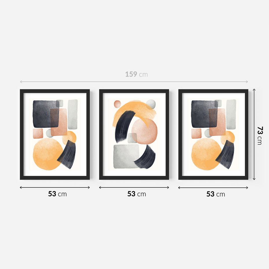 Zestaw obrazy w ramie 50x70 galeria - Abstrakcja, skandynawski, styl - rama czarna
