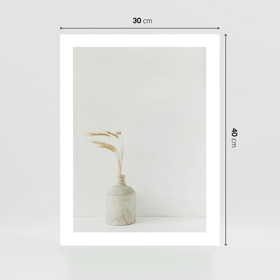 Plakat bez ramy 30x40 - Sztuka Prostoty - minimalistyczny wazon, źdźbła traw