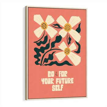 Obraz w ramie 70x100 - Mgliste Refleksje - nowoczesny plakat, różowe tło - rama drewno